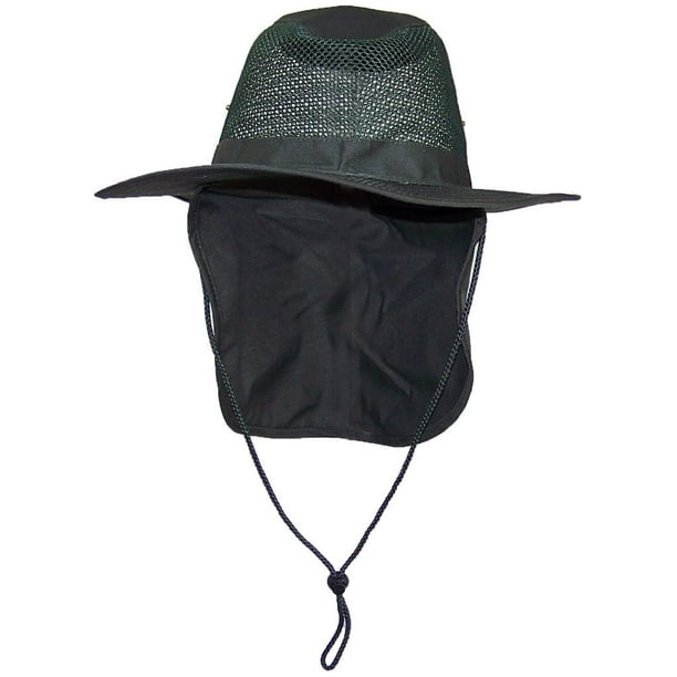 Summer Wide Brim Mesh Safari/Outback Hat W/Neck Flap Navy L Summer Wide Brim Mesh Safari/Outback Hat W/Neck Flap Navy L